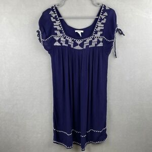 embroidered peasant dress forever 21 Forever 21 Navy Blue White Floral Embroidery Peasant Dress S Pockets